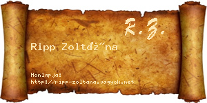 Ripp Zoltána névjegykártya